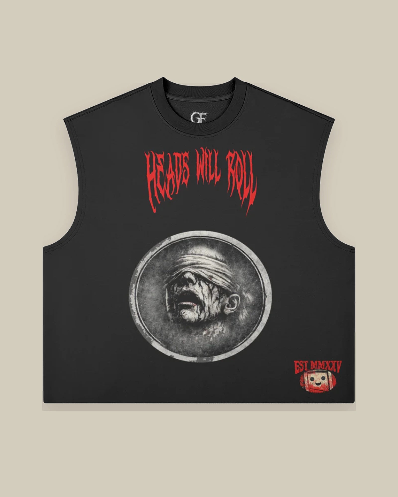 Heads Will Roll Raw Hem Boxy Tank